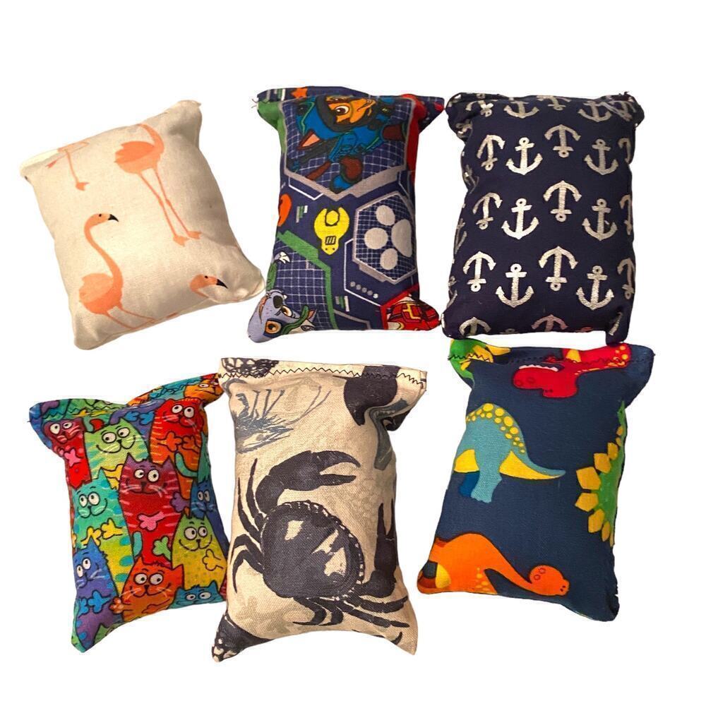 Handmade Organic Catnip Kitty Toy Pillows Set of 4
